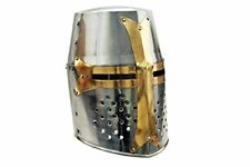 SZCO Supplies 14” Decorative Barrel Brass Helm Crusader Helmet picture