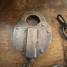 Vintage Brass 1945 Maine Central Railroad Lock With Chain MCRR picture