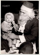 Christmas Photograph Vintage 5 x 7 Color Photo Santa Claus Old Black White picture