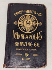Pre Prohibition 1892 Leather Bound Pocket Memo Book Minneapolis Brewing Co picture