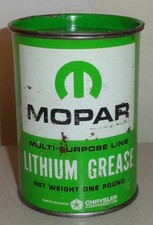 1950's Vintage MOPAR Lithium Grease 1 LB Oil Type Can - Chrysler Collectible Tin picture