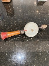 Vintage Hand Crank Drill/Egg Beater with Manual Wooden Handle picture