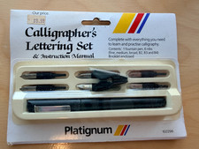 Vintage Platignum Calligraphy Fountain Pen Lettering Set w/Instruction Manual picture