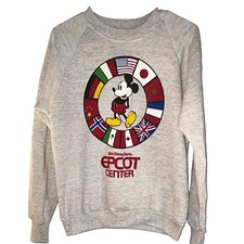 Vtg 80s Disney Mickey Mouse Walt Disney World EPCOT Center Grey Sweatshirt M picture