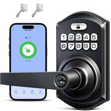 TEEHO TE019 Smart Keypad Door Lock with Handle, App Control, Matte Black picture