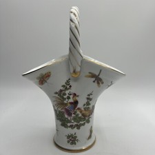 Vintage Limoges Porcelain Basket Birds Butterflies Flower Painted Gold Trim Vase picture