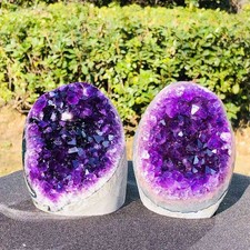 3.91LB 2pc Natural Uruguayan Amethyst Quartz Cave Geode Crystal Specimen Healing picture