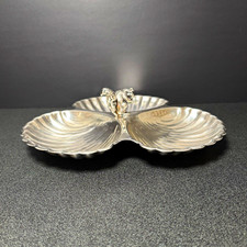 Vintage Pilgrim Silverplate 3-Section Squirrel Nut Dish | Shell Relish Tray picture
