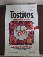 Vtg 70s 80s Tostitos Tortilla Chips Empty 12Oz Bag Frito-Lay Food Packaging 1977 picture