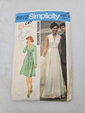 Simplicity Vintage Sewing Pattern 6672 Size 12 Dress 1974 Designer Fashion Cut picture