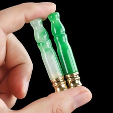 1PC Portable Brass Jade Cigarette Holder Filter Pull Rod Reusable Health Tool picture