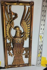 SYROCO WOOD/GOLD GILTED AMERICAN EAGLE/ PLAQUE/ LABELED &SIGNED/VINTAGE/EUC picture
