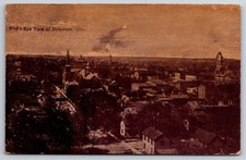 Delaware Ohio Birdseye View of Town Church Court House Postcard picture