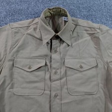 Vintage 60s Khaki Poplin Shirt Mens 15x34 Tan Uniform Vietnam Work 0133 picture