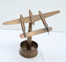 WWII Japanese Trench Art 3” Swivel Base Lockheed P-38 Aircraft 1941 Pacific picture