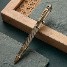 Solid Brass Bolt Action Pen Pocket Ballpoint Pen Outdoor Travel EDC W/3pc Refill picture