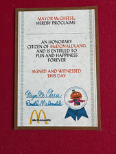 1970's, McDonald's, McDONALDLAND HONORARY CITIZEN AWARD (Scarce / Vintage) picture