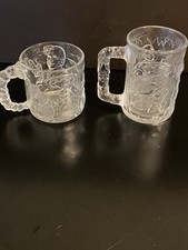 1995 McDonald's Batman Forever Glass Mugs Set of 2 - Two-Face & Robin DC Comics picture