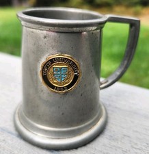 Vtg Tufts University 1852 Mini Pewter Tankard 2 1/2 Oz. England Enamel Seal picture