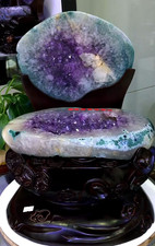 44.09LB Natural Agate Quartz Geode Cluster Crystal Cornucopia Specimen + Stand picture