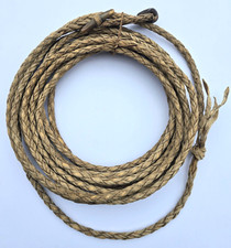 Vintage Western Handmade Cowboy Rawhide Reata / Approx. 30 ft. Long / Bone End picture