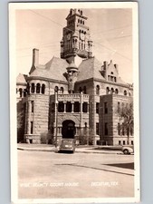c1946 Wise County Court House Courthouse Decatur Texas TX Old Cars RPPC Photo picture