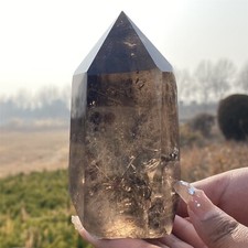 1.36LB TOP Natural smoky quartz obelisk crystal wand point tower reiki healing picture