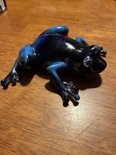 Beautiful Hand Crafted 4 Inch Blue Resin Frog picture