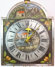 18th C South German Austrian 3 Train 2 Bell Wall Clock Painted Iron Schilduhr picture