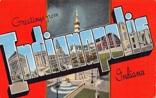 Indianapolis Indiana IN Greetings From Large Letter 5292N-44 Linen Postcard picture