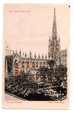Vintage Trinity Church NYC Hold To The Light HTTL Postcard Graveyard picture
