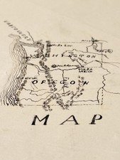 1873 Hand Drawn Map Oregon Washington Territory Original 19th Century picture