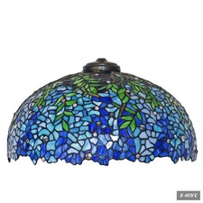 Vintage Tiffany Stained Glass Lamp Shades - Blue Purple Wisteria, 16In picture