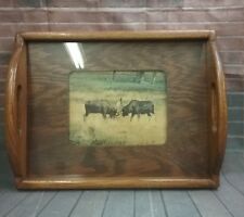 Awesome Vintage Rustic Wood Moose Decorative Tray picture