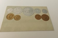 Embossed coinage national flag & coins Vtg postcard currency Republica Mexicana picture