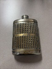 Vintage Caged Glass Flask Chrome Metal Art Deco Prohibition Era Barware picture