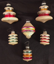 Lot VTG Glass TORNADO TREE UFO Mica DROP Christmas Ornaments Shiny Brite picture