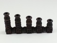 Retro Goth Vintage 1970s Mediterranean Spanish Revival 5 Slot Wood Candleholder picture