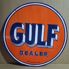Gulf Dealer Porcelain Enamel Sign 30 x 30 Inches 2 Sided picture