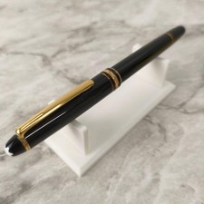 Montblanc Meisterstuck 144 Fountain Pen Black Gold Trim 14K Nib Logo Japan Used picture