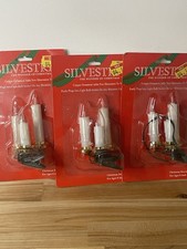 VINTAGE SILVESTRI CHRISTMAS PLUG-IN LIGHT UP TRIPLE CANDLE ORNAMENT Set Of 3 picture