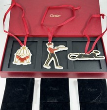 Authentic Cartier Diabolo Porcelain Christmas Ornaments Set 3 Complete Box. NEW picture