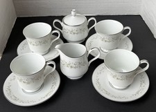 Vintage 479 “Larksong” fine China coffee Sugar and Creamer w/4 cups & saucers picture