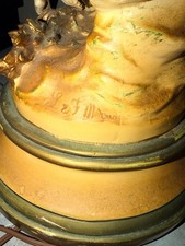 Vintage L & F Moreau Style Figural Table Lamp Two Dancing Women Gold Tone picture