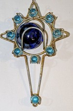 Vintage Mid Century Swedish Iron Glass Starbur Window Hanging Glass Marble Art picture