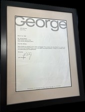 JFK Jr Signed Letter George Magazine Clinton JFK Oval Office Photo JSA LOA Frame picture