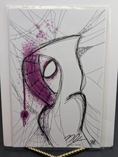 COA Signed Spider-Gwen Webhead Homage by Nate Johnson Virgin Print NM/NM+ picture