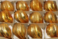 Lot Vintage 50's Glass Ribbed Twisted Gold DROP Christmas Ornaments Japan picture