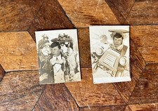 Unusual Antique Pair Arcade Head Posed Character Photographs Miniature Photo picture