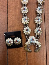 Vintage Native American Turquoise Necklace Sterling Silver Zuni SIGNED A.GASPER picture